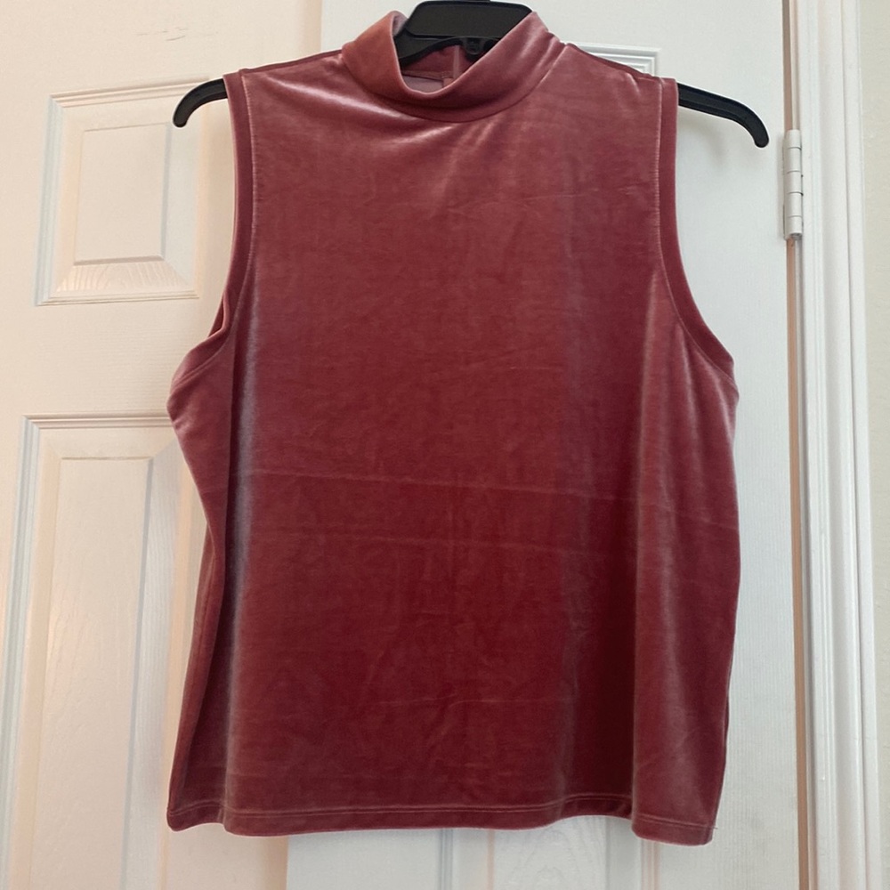 Gap XL Velour Rose-colored sleeveless top with a mock turtleneck.